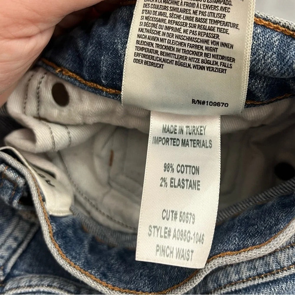 AGOLDE Pinch Waist High Rise Kick Jeans Womens Size 27 Raw Hem Ankle Crop Denim - Picture 12 of 16